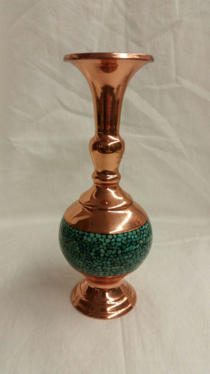 Turnip- Like Turquoise Copper Vase 286 SOLD