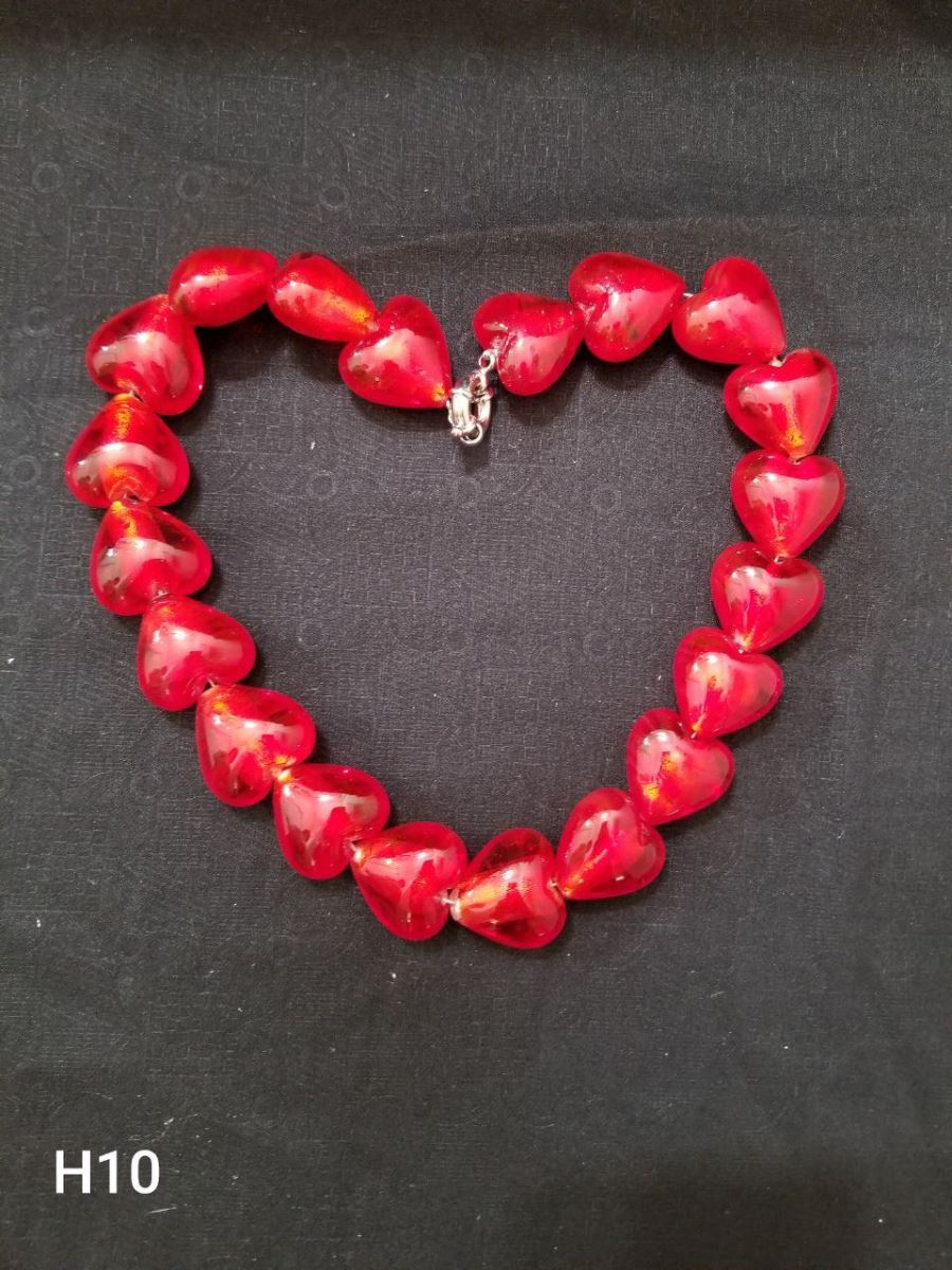 Red Heart Chunky Beaded Necklace H10 SOLD