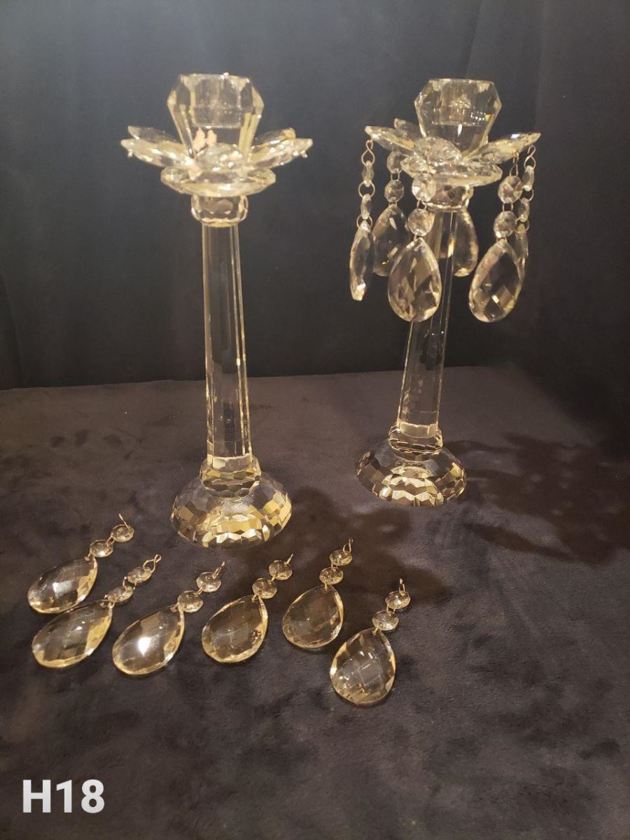 Crystal Glass Candle Holders H18 SOLD
